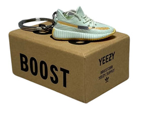 YZ 350 Boost Trainer Keychain With Mini Shoe Box, Green Gold