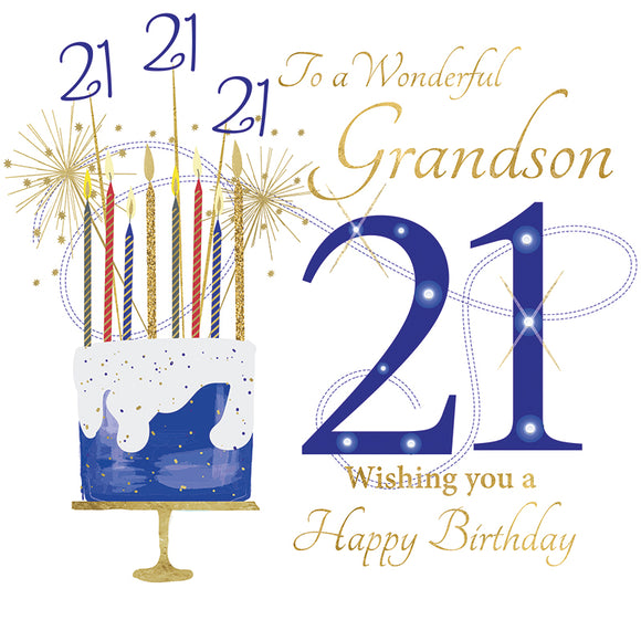 To A Wonderful Grandson, 21 Wishing You A Happy Birthday