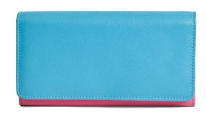 Ladies Wallet Purse, Fuchsia & Turquoise