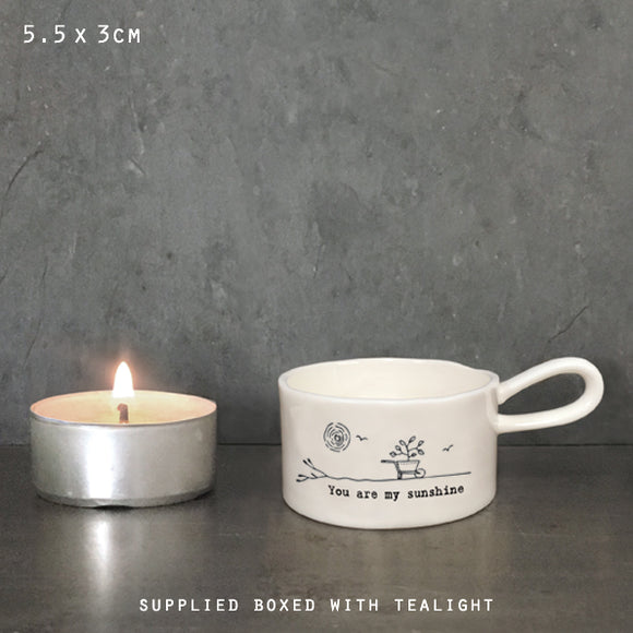 Handled Tea Light Holder-You Are My Sunshine