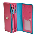 Ladies Wallet Purse, Fuchsia & Turquoise