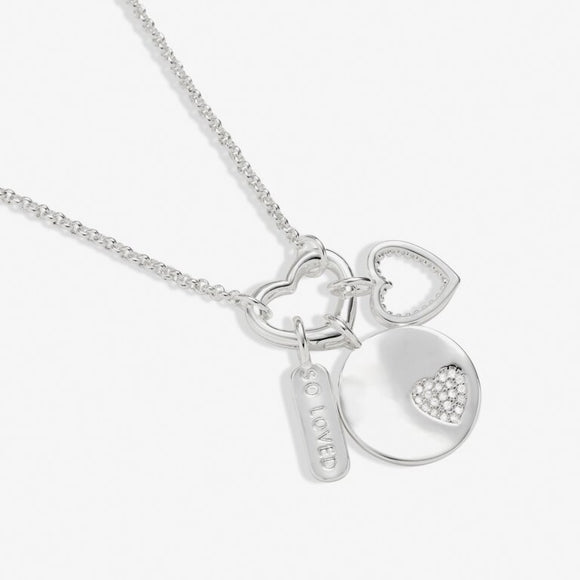 Little Links Heart Clasp So Loved Charms Necklace In Silver Plating