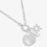 Little Links Oval Clasp Luck Charms Necklace In Silver Plating
