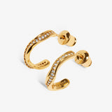 Soul Shine Pavé Wave Hoop Earrings In Gold Plating