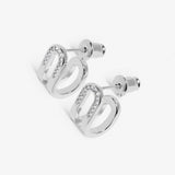 Soul Shine Pavé Arc Huggie Earrings In Silver Plating