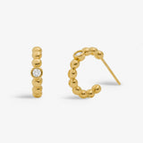 Style Stories Beaded Cubic Zirconia Hoop Earrings In Gold Plating