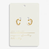 Style Stories Beaded Cubic Zirconia Hoop Earrings In Gold Plating