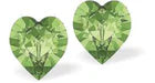 Austrian Crystal Heart Stud Earings in Peridot Green