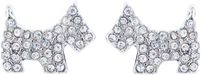 Crystal Scottie Dog Stud Earrings, Rhodium Plated