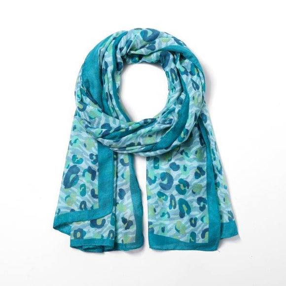 Eco Style Scarf, Simply Leopard Print, Teal