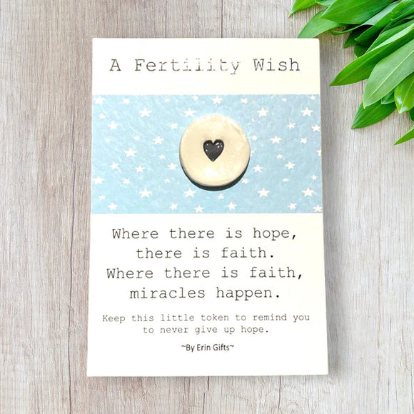 A Fertility Wish Ceramic Wish Token and Card