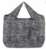 Eco Chic Foldable Reusable Large Shopping Bag Zebra Stripes