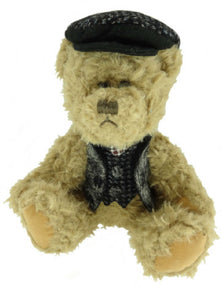 25cm Boy Teddy Bear with Harris Tweed Clothing in Black/Grey Tweeds