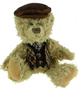 25cm Boy Teddy Bear with Harris Tweed Clothing in Brown Tweeds