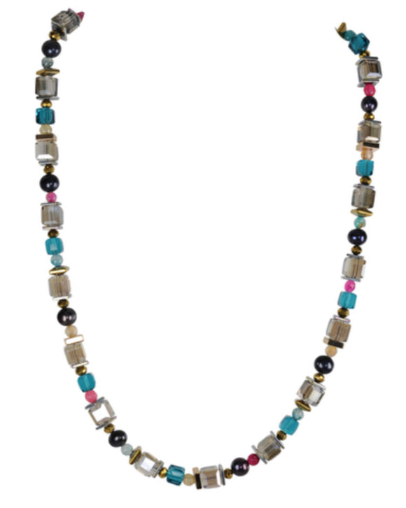 Arran Bay Fresh Water Pearl, Agate, Hematite & Glass Necklace