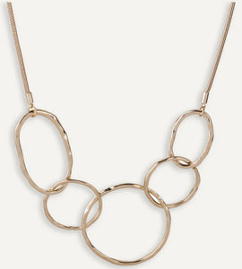 Geo Abstract Interlocking Circles Necklace In Gold-Tone