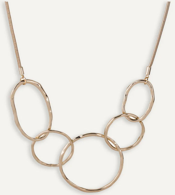 Geo Abstract Interlocking Circles Necklace In Gold-Tone