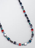 Arran Bay Metallic Blue and Red Glass Necklace