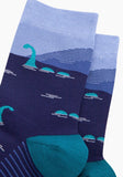 Loch Ness Monster Bamboo Socks in Blue Sizes 3-7 UK