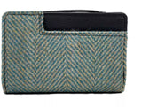 Harris Tweed Medium Zip Purse - Turquoise Herringbone