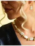 Arran Bay Keshi Pearl & 18k Plate Steel Nuggets Necklace