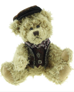 25cm Boy Teddy Bear with Harris Tweed Clothing in Green Tweed