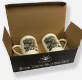 Boxed Set Of 2 Couthie "Scotland Mapped Out" Conical China Mugs