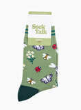 Garden Ladybird & Butterfly Bamboo Socks in Green, Size 3-7 UK