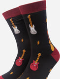 Men's Bamboo Socks Music Dress Socks Guitar Drummer Novelty Socks Gift Set Box