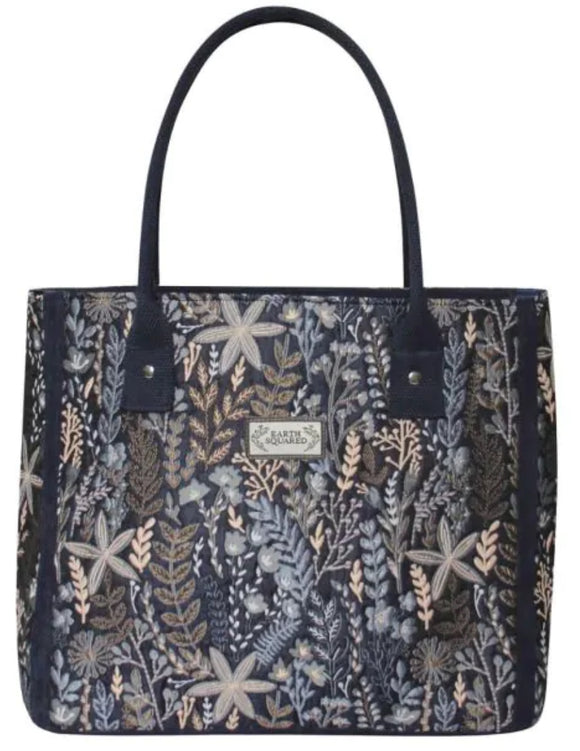 Navy Autumn Jacquard Tote Bag