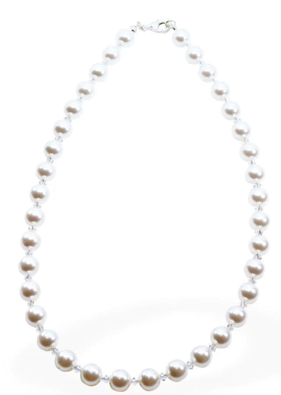 White Pearl And Crystal Necklace