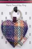 Harris Tweed Heart Keyring in Green/Purple Plaid