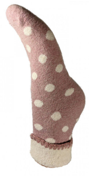 Pink Cuff Socks With Cream Spots (4 - 7)
