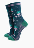Frog & Toadstool Women's Bamboo Socks in Forest Green, Sizes 3-7 UK