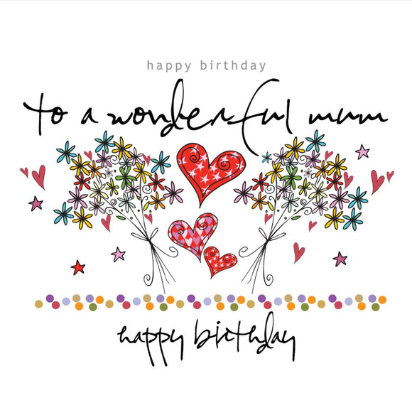 To A Wonderful Mum, Hearts And Flowers