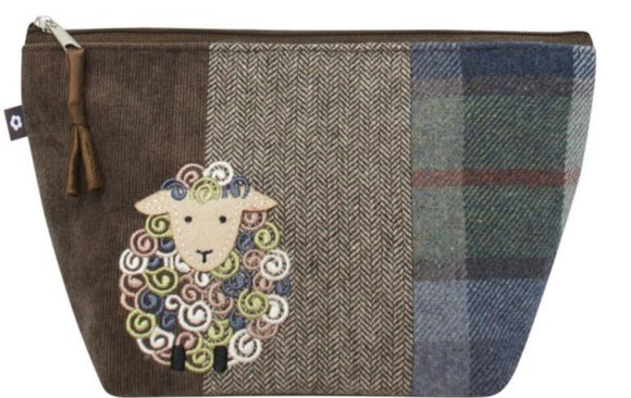 Tweed Applique Sheep Makeup Bag