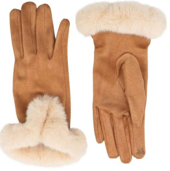 Gloves Faux Fur Cuff, Taupe
