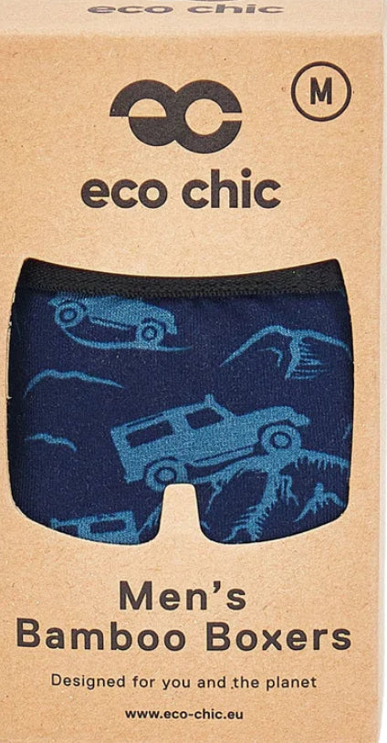 Eco-Chic Eco Friendly Men's Bamboo Boxers Land Rovers, Medium