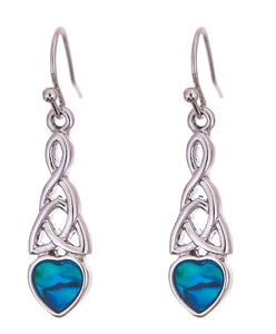 Paua Earrings, Celtic Heart