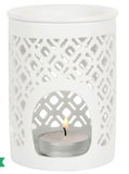 White Matte Lattice Cut Oil Burner