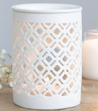 White Matte Lattice Cut Oil Burner