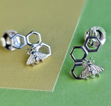 Silver Bumble Bee Stud Earrings