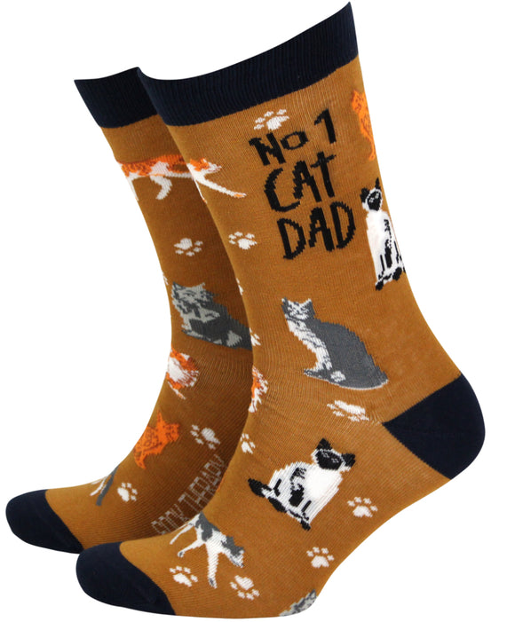 Cat Dad, Men’s Bamboo Socks Size 8-11