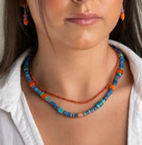 Arran Bay Blue Shell, Jasper Agate Necklace with Stainless Steel Magnetic Clasp