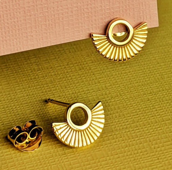 Gold Art Deco Stud Earrings