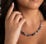 Black & Silver Crystal Cube Necklace
