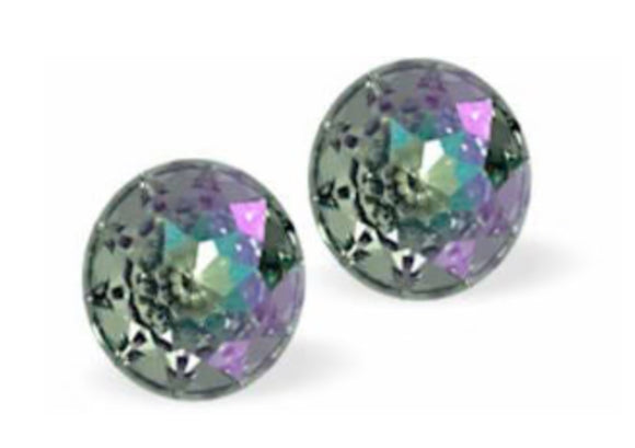 Austrian Crystal Dome Stud Earrings In Warm Paradise Shine (Sterling Silver Earwires)