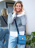 Harris Tweed Medium Satchel Handbag, Sky Blue