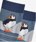 Men's Bamboo Socks - Teal, Puffin Stripe Size 7-11 UK