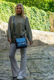 Harris Tweed Highland Messenger Handbag in Sky Blue